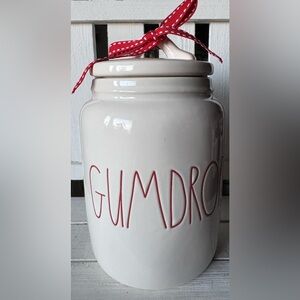 Rae Dunn White GUMDROPS Baby Canister with Red Details